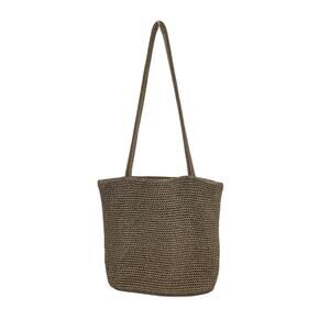 The sak  Women's brown Woven crochet shoulder bag 2 zipper openings inside 1lb